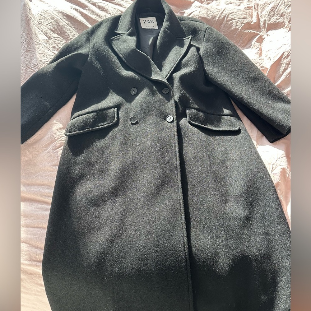 Zara double breasted black coat. Slouchy oversized fit.